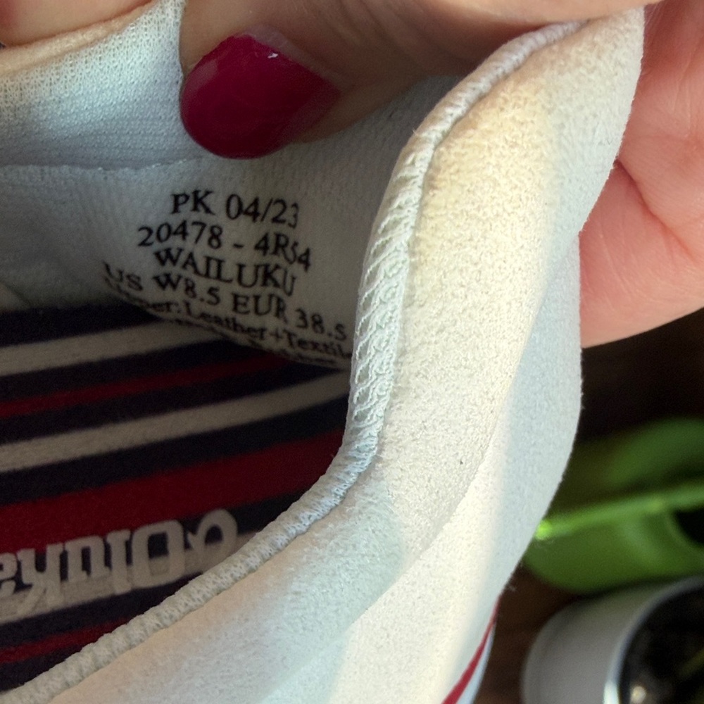 OluKai White Mesh Athletic Sneakers with Red & Navy Details - Picture 6 of 6